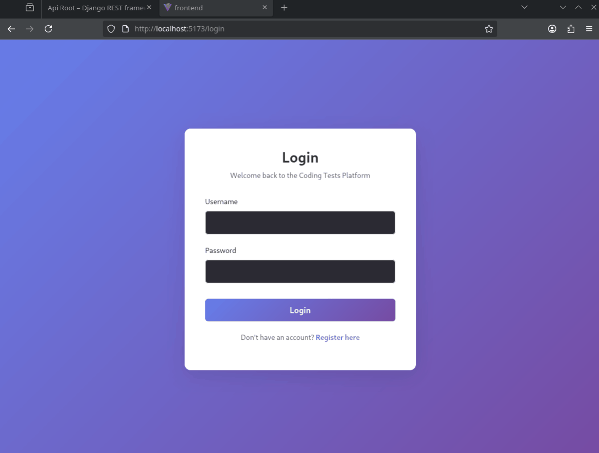 Django & React Coding Tests Platform